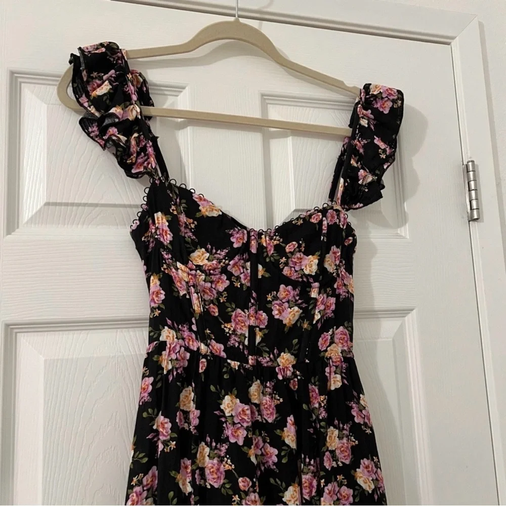 ASTR Wedelia Bustier Dress Black Floral - Picture 2 of 4